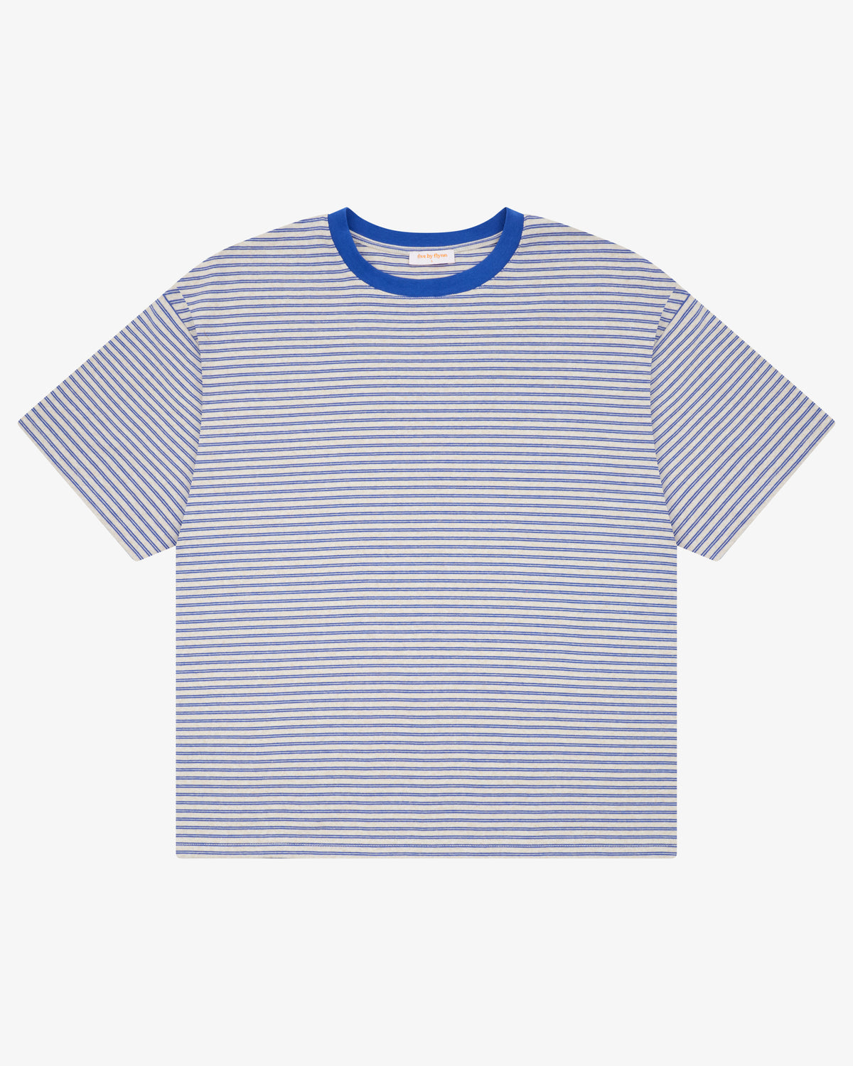 Crop Boxy Tee - Oat / Blue