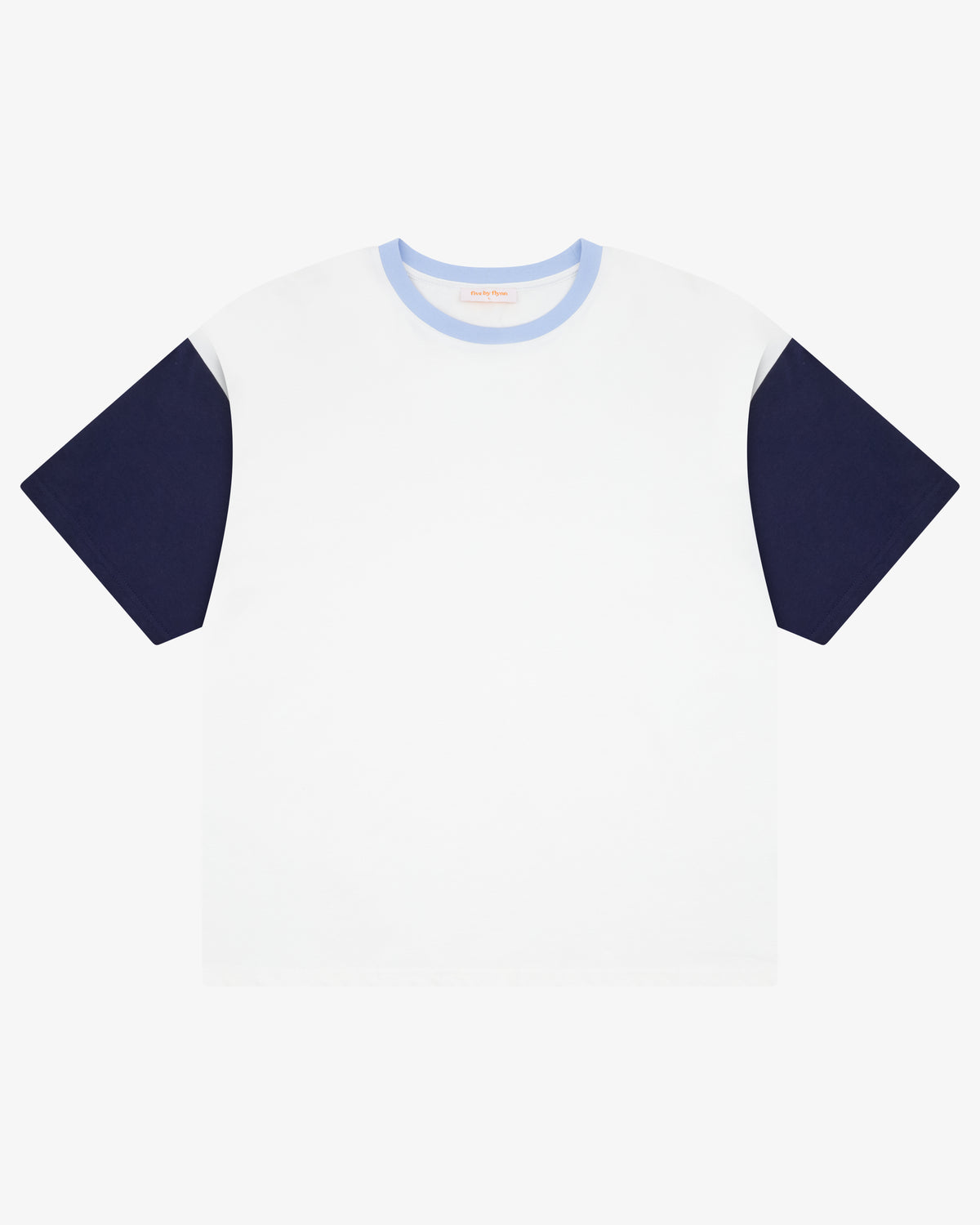 Crop Boxy Tee - White / Navy / Cornflower