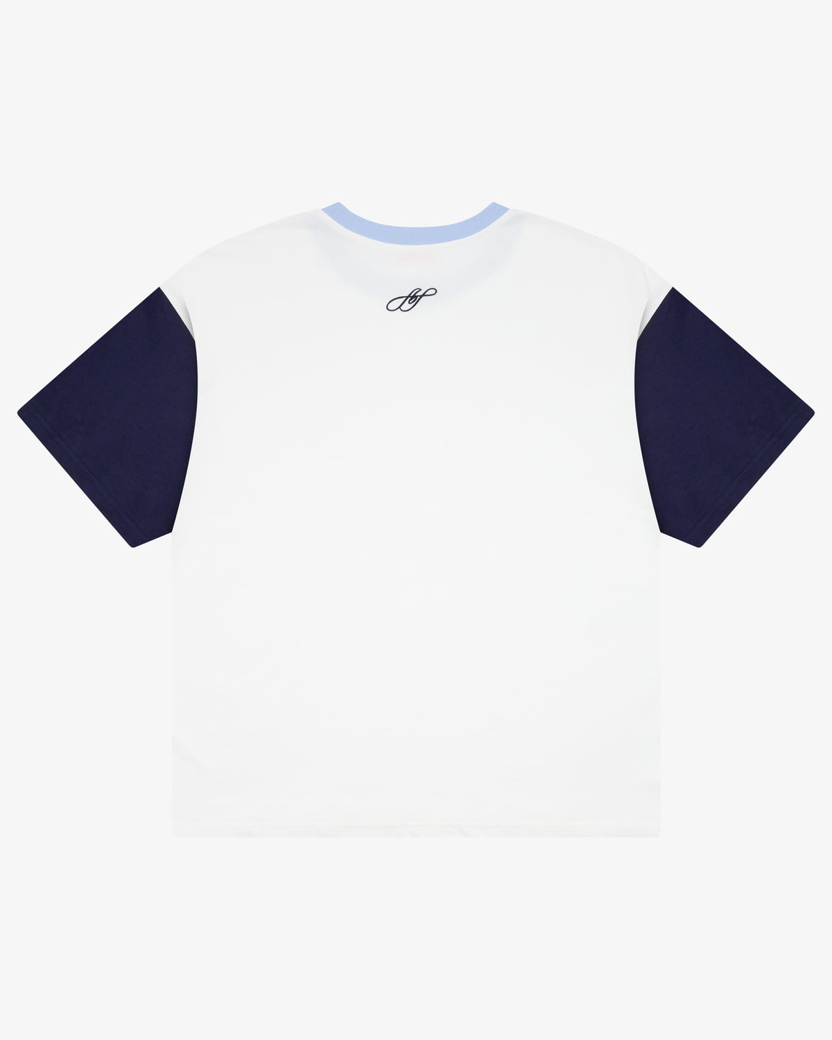 Crop Boxy Tee - White / Navy / Cornflower
