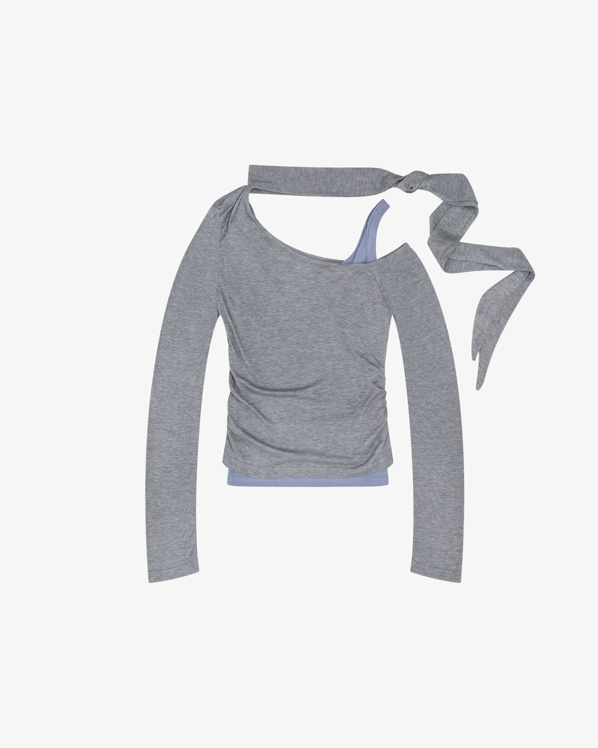 Layered Scarf Top - Grey Marle