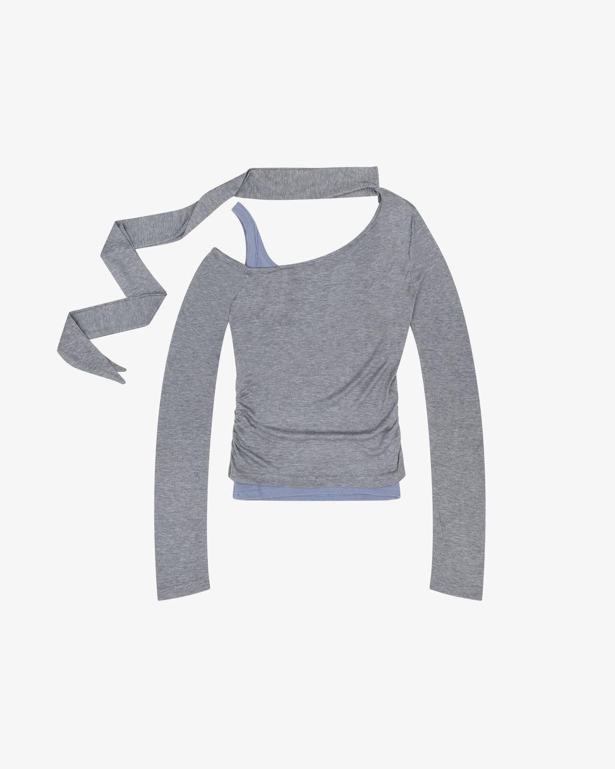 Layered Scarf Top - Grey Marle