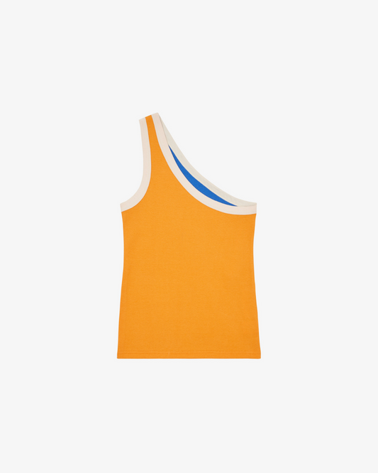 Coco Collection Single Arm Ribbed Tank - Blue/Orange