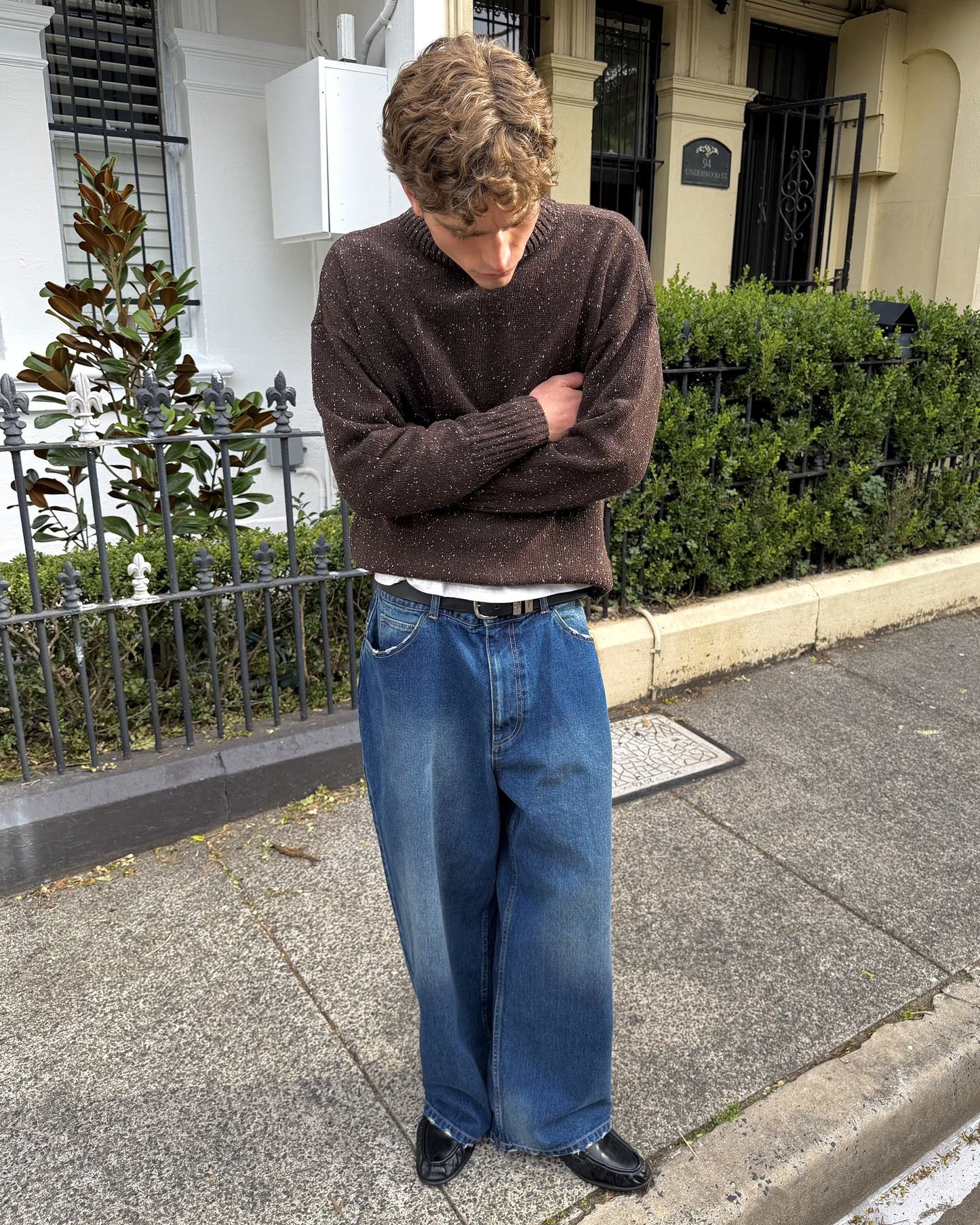 Crew Neck Sweater - Brown Speckle