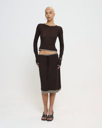 Women's Layered Skirt - Brown / Khaki