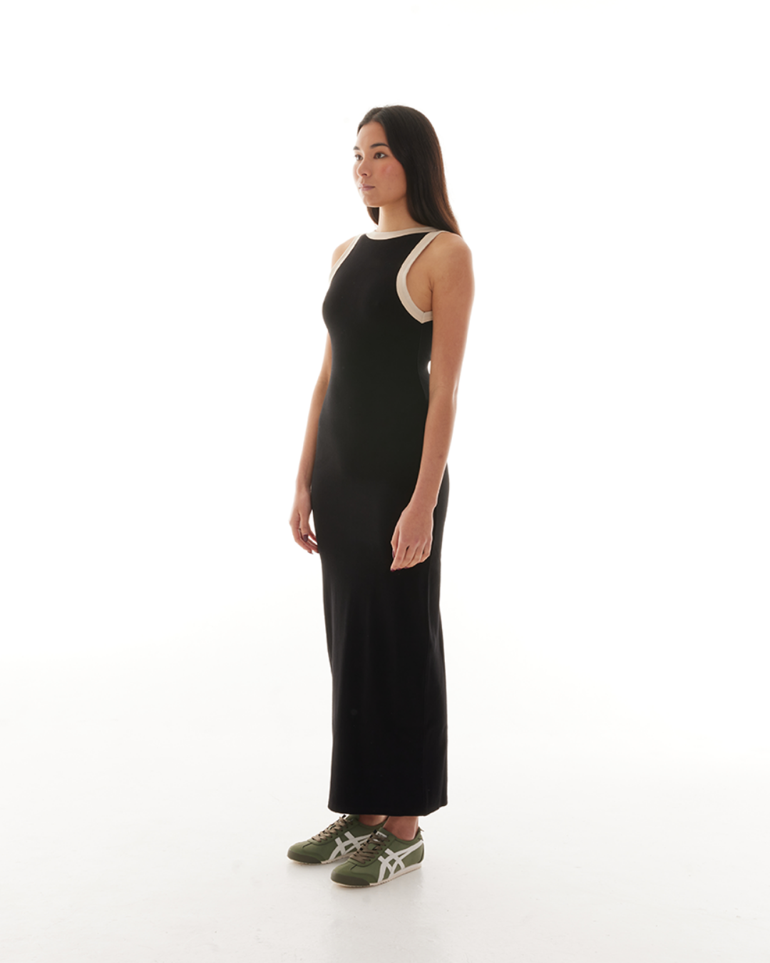 Women's Ribbed Maxi Dress  - Black