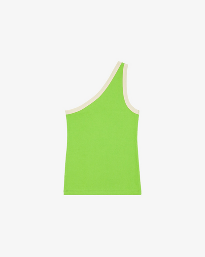 Single Arm Ribbed Tank - Lime Green