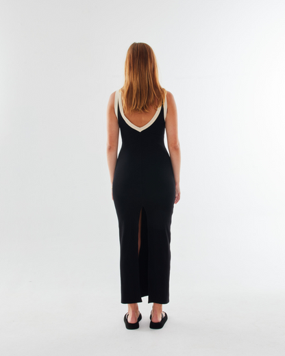 Women's Ribbed Maxi Dress  - Black