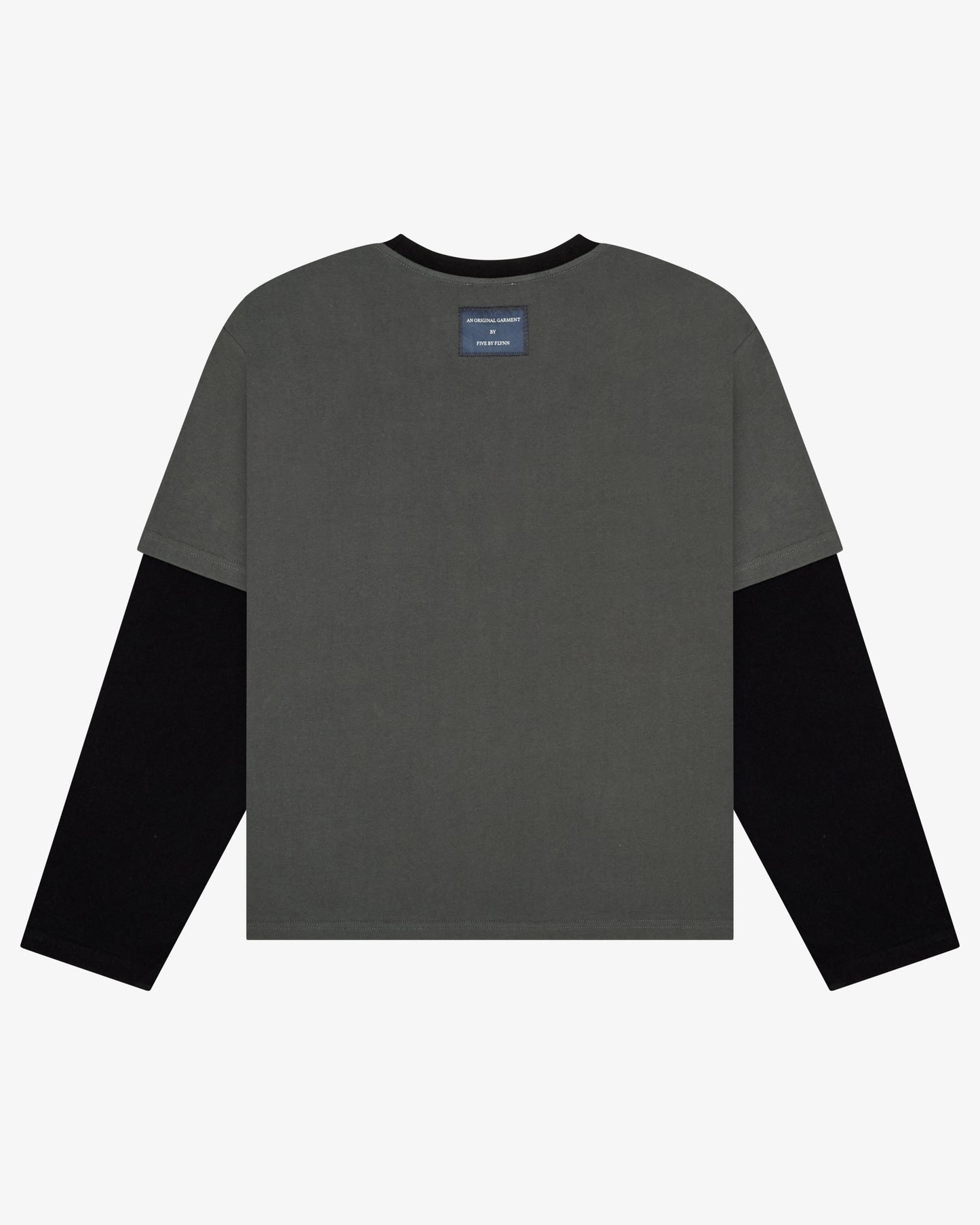 CROP BOXY LAYERED TEE - CHARCOAL / BLACK