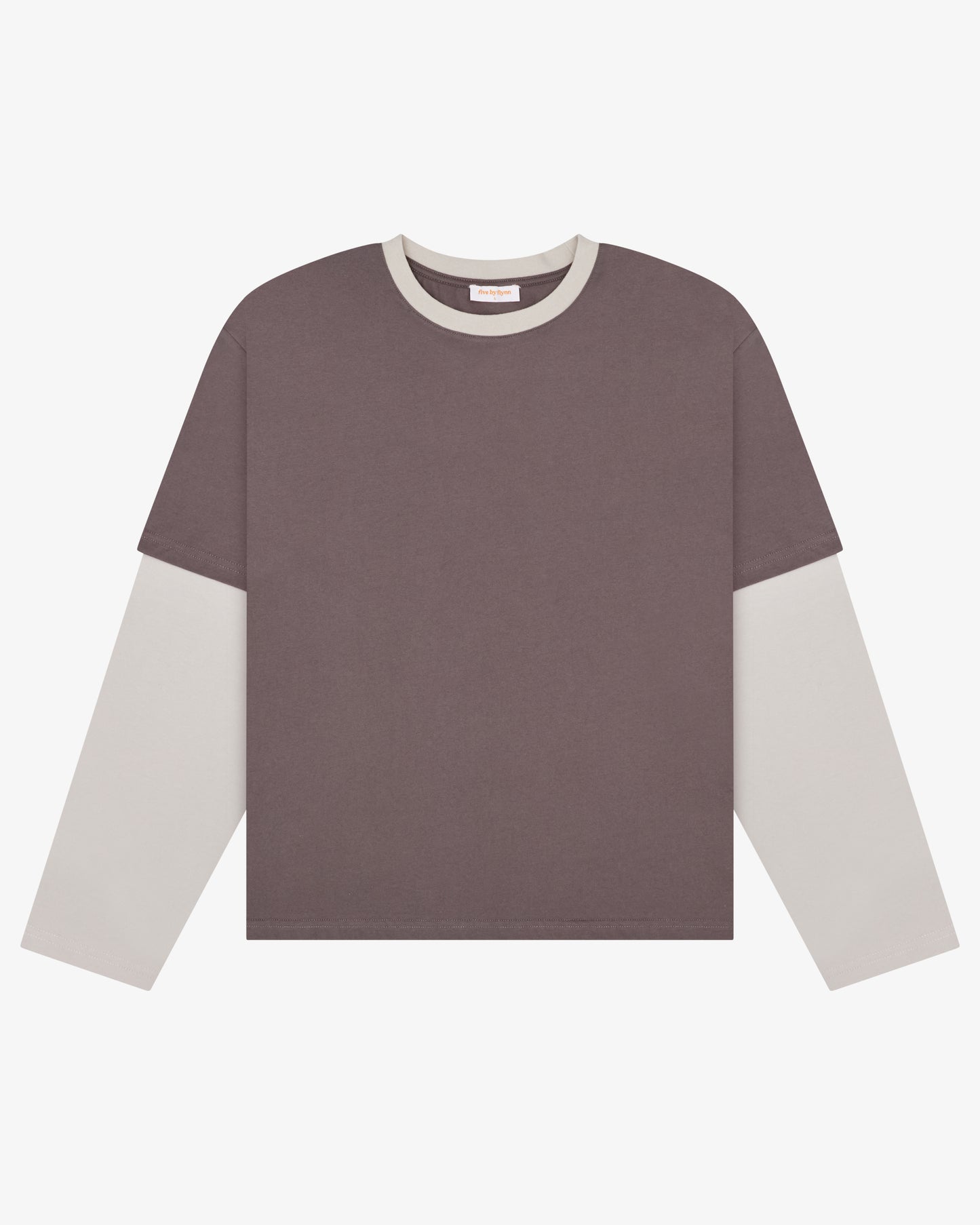 Crop Boxy Layered Tee - Charcoal / Sand