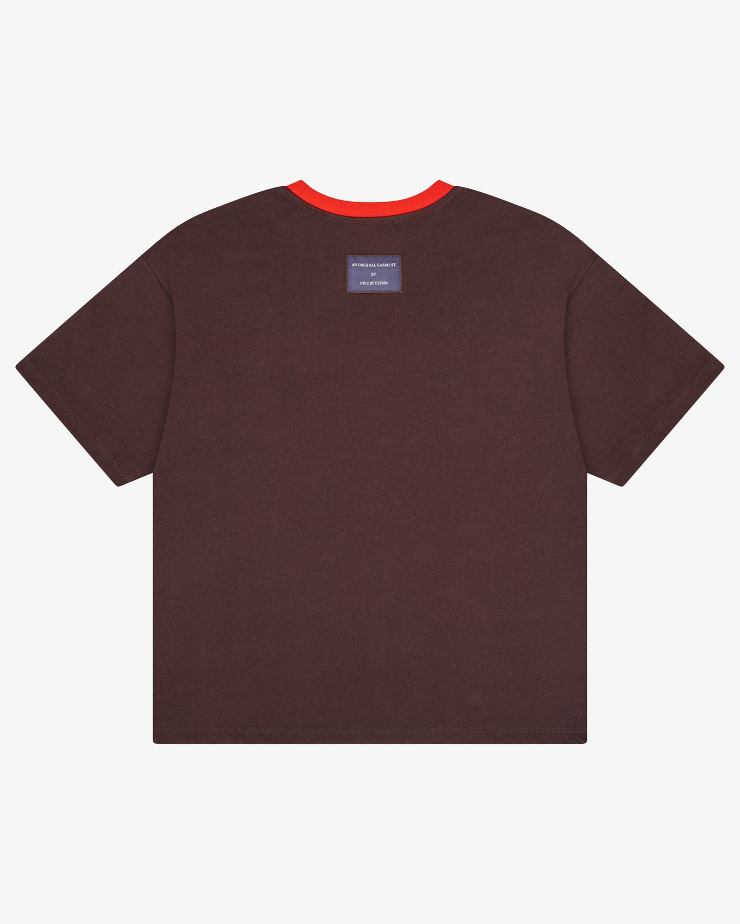 Contrast Neck Cropped Tee - Chilli / Chocolate