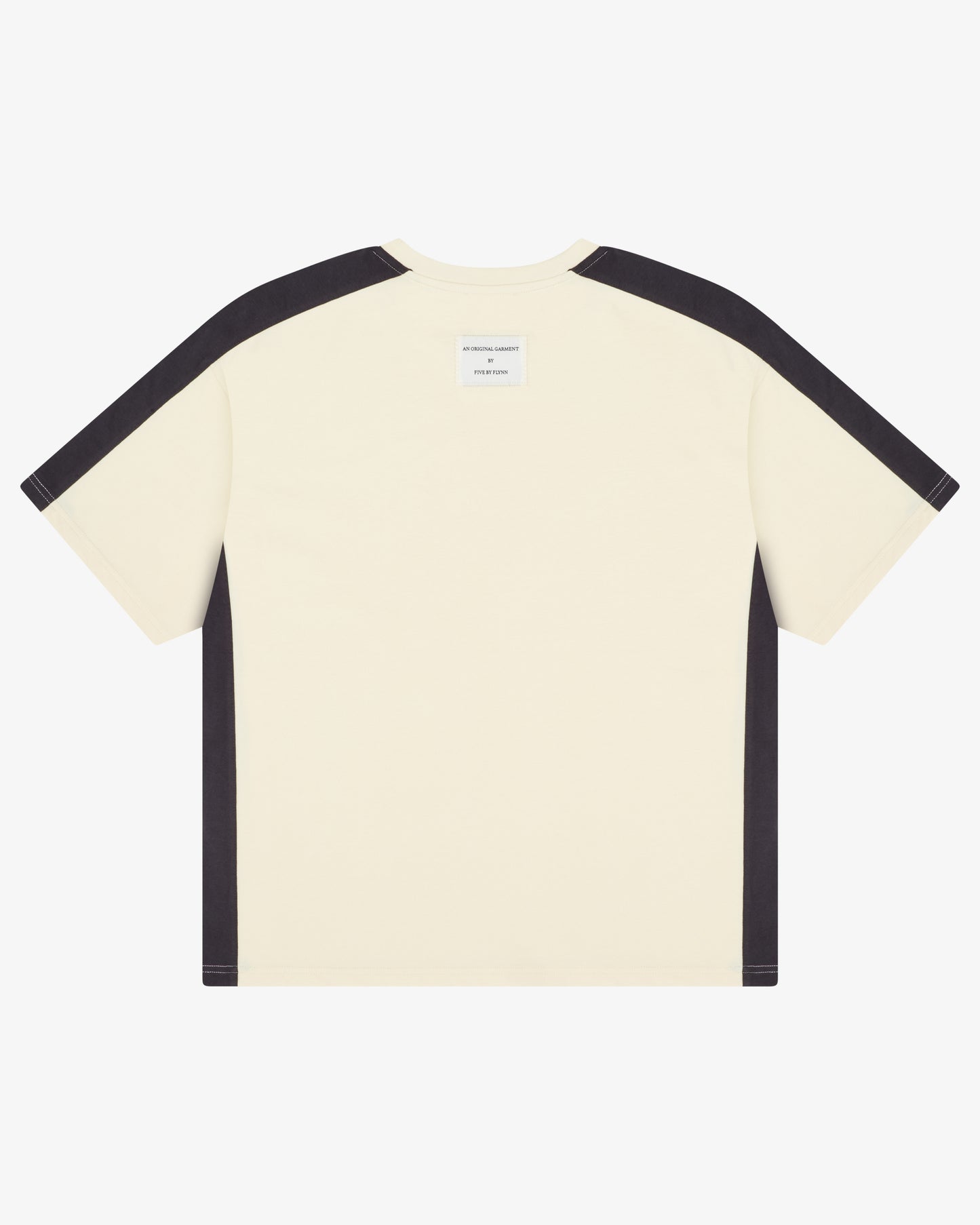 PANELLED CROP TEE - Cream / Charcoal