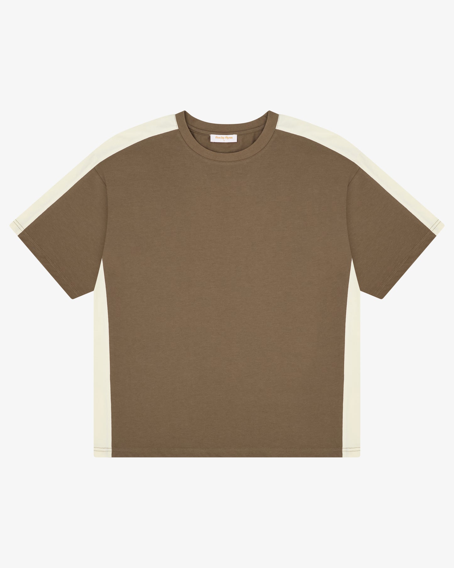 PANELLED CROP TEE - Sage / Cream