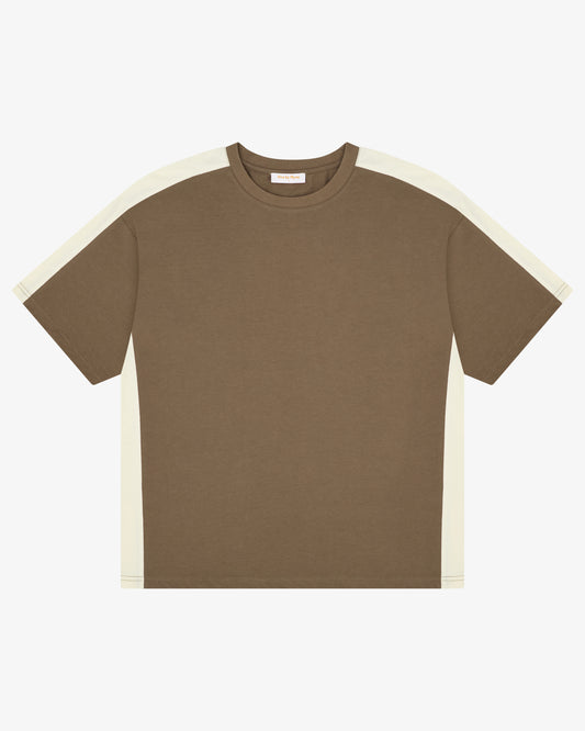 PANELLED CROP TEE - Sage / Cream