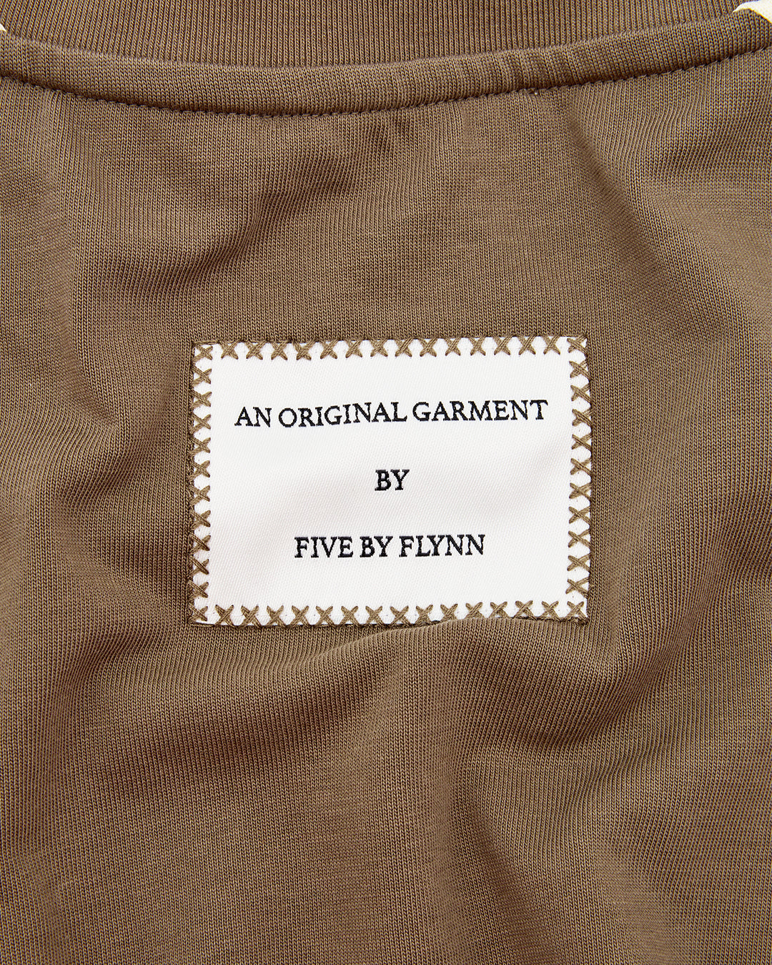 PANELLED CROP TEE - Sage / Cream