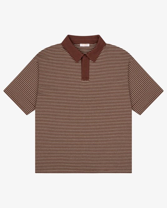 STRIPE POLO - Brown