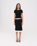 Layered Midi Skirt - Black / Cream