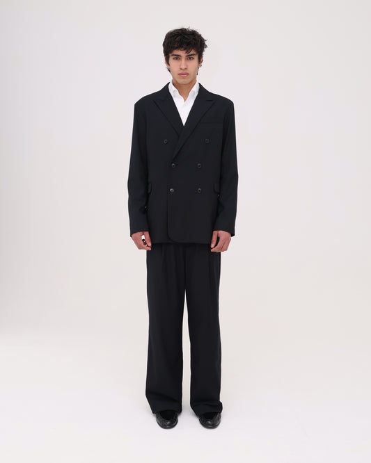 Double Breasted Suit Jacket - Black