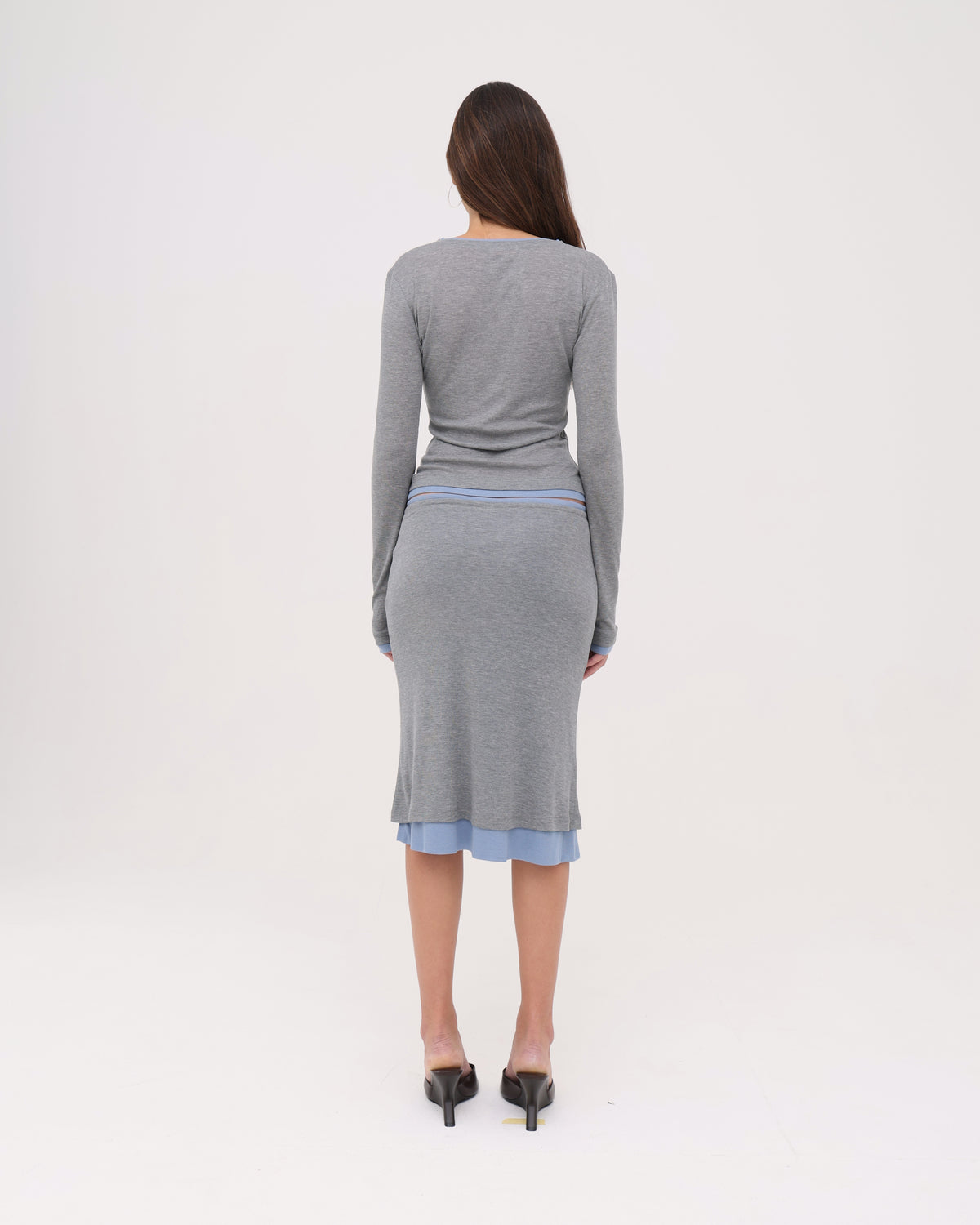 Women's Layered Skirt - Grey / Dusty Blue
