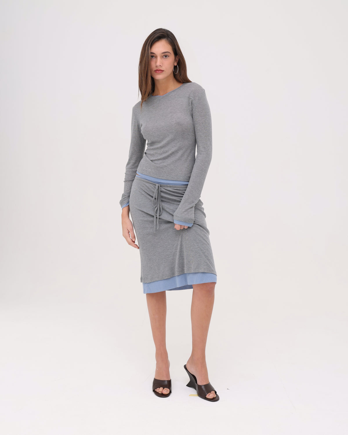 Women's Layered Skirt - Grey / Dusty Blue