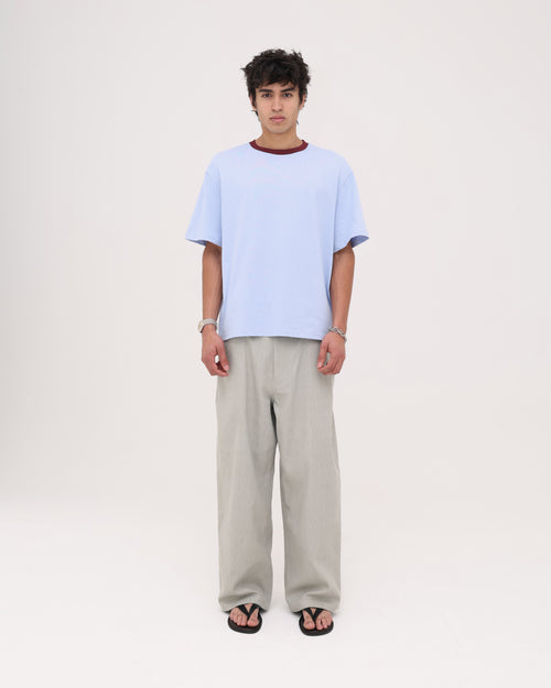 Crop Boxy Tee - Cornflower / Burgundy