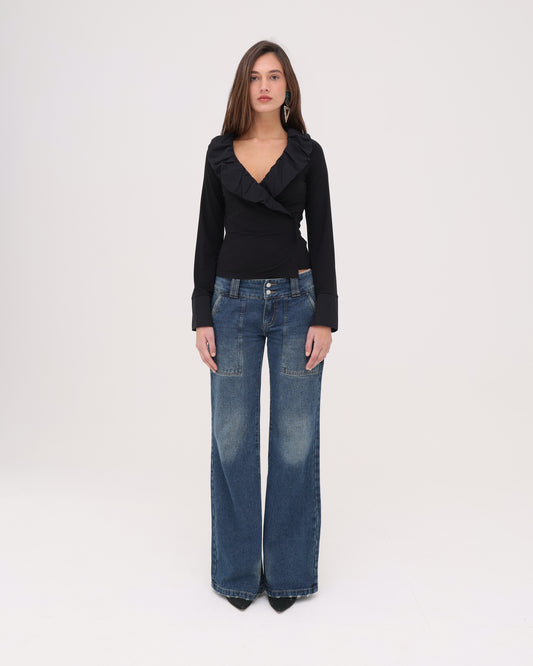 LS Frill Shirt - Black