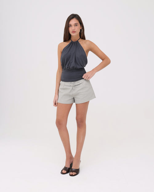 Belted Micro Short - Washed Grey
