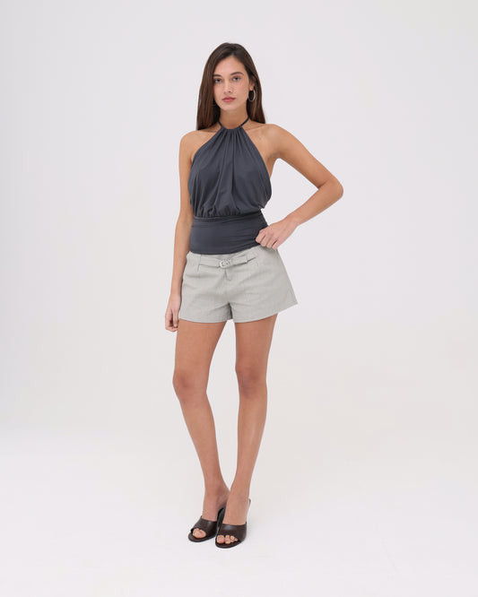 Belted Micro Short - Washed Grey