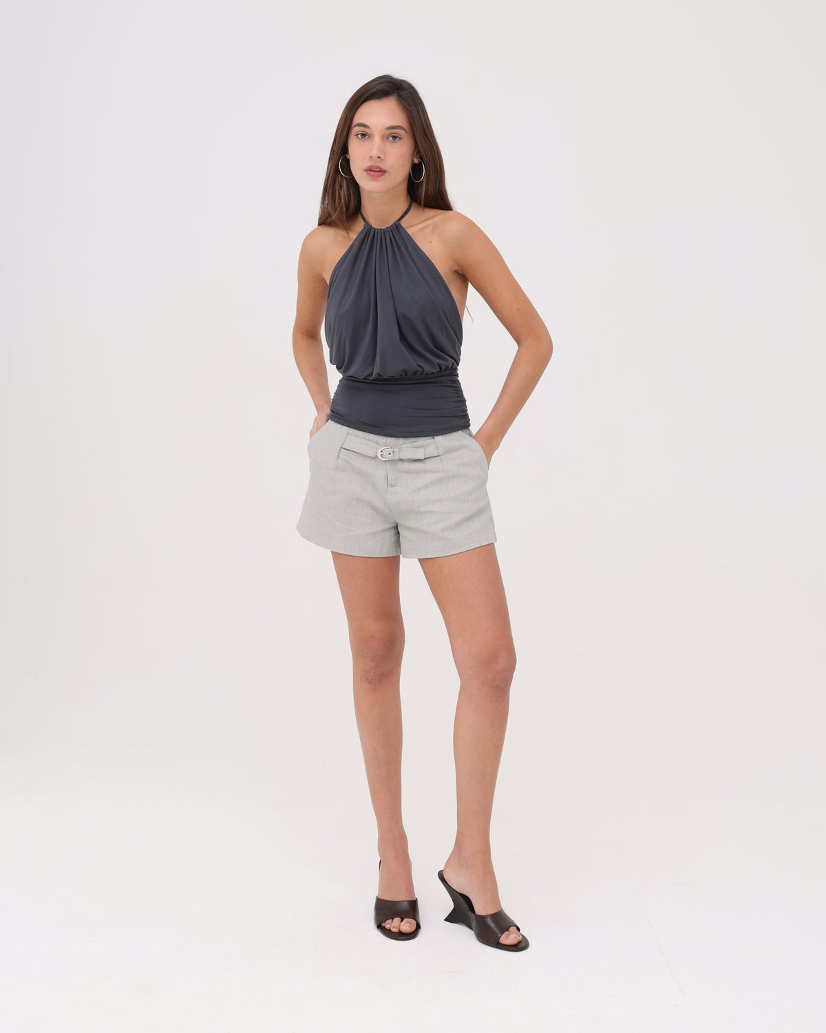 Belted Micro Short - Washed Grey