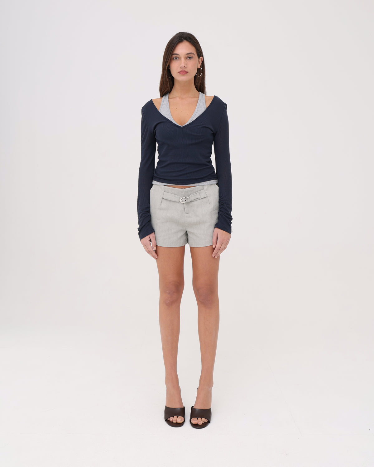 Layered Racer Tank - Navy / Grey