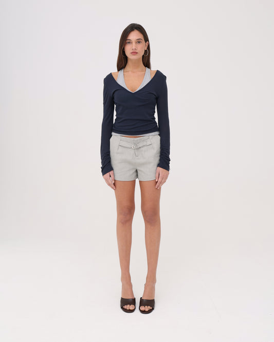 Layered Racer Tank - Navy / Grey