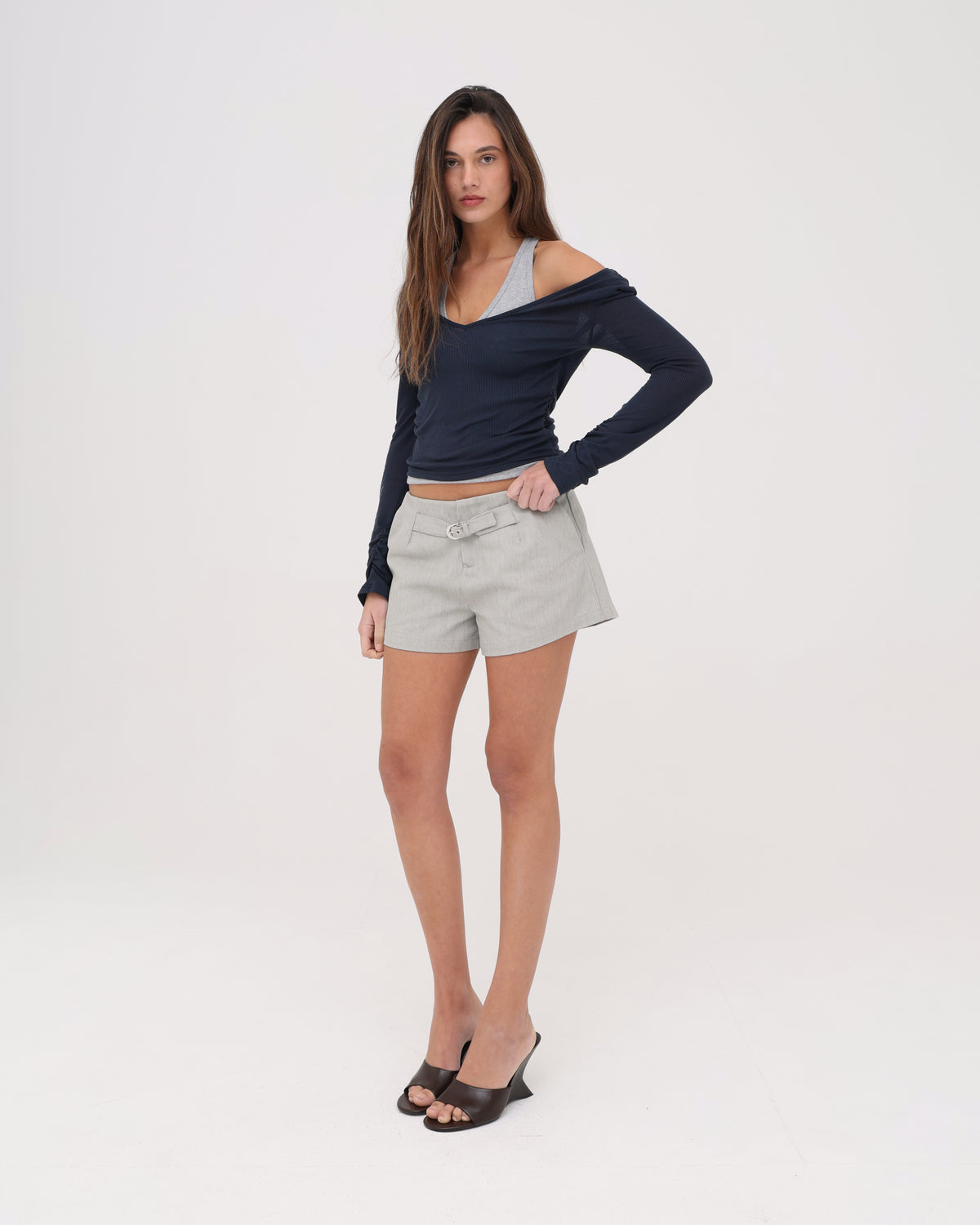 Layered Racer Tank - Navy / Grey