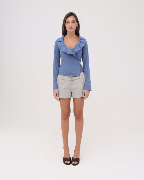 LS Frill Shirt - Midnight Blue