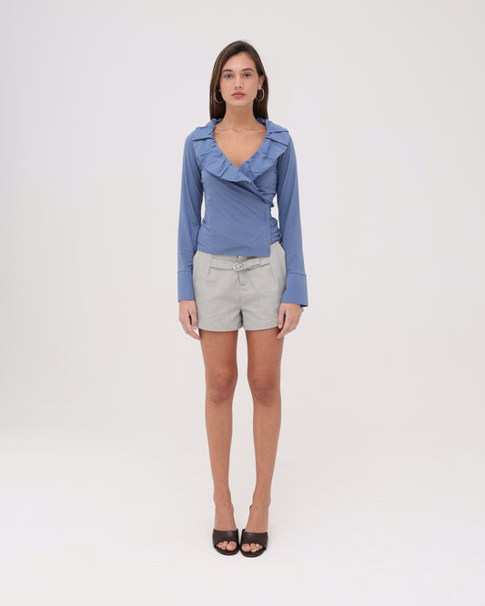 LS Frill Shirt - Midnight Blue