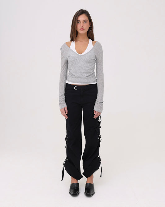 Layered Racer Tank - Grey Marle