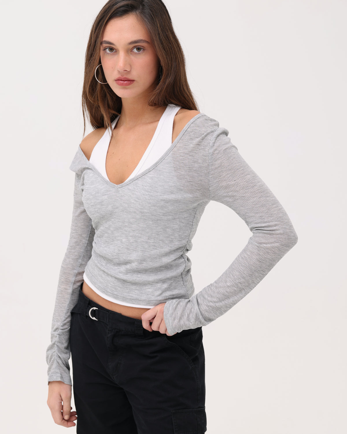 Layered Racer Tank - Grey Marle
