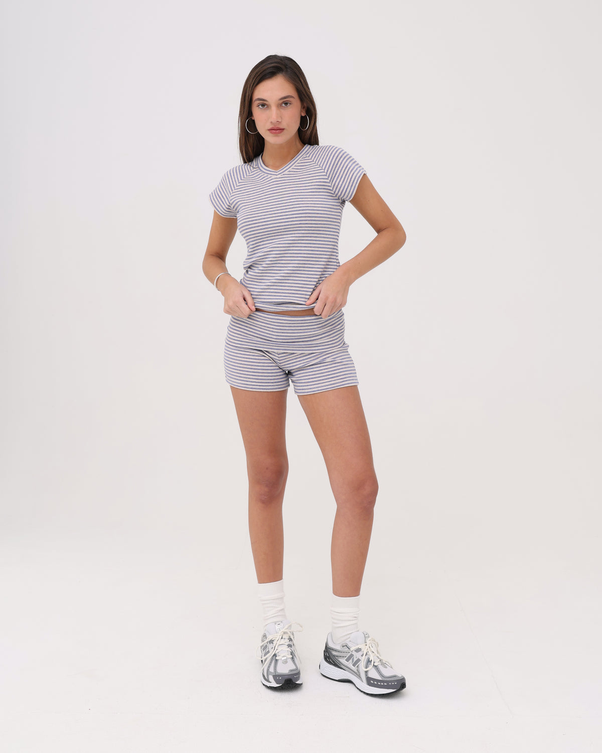 Raglan Baby Tee - Oat / Blue