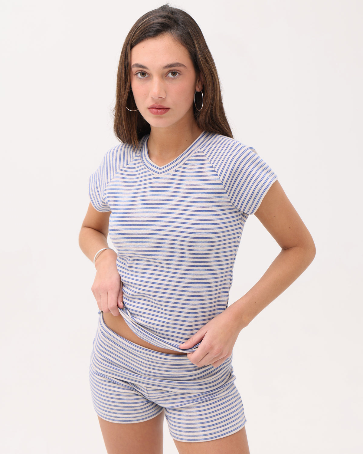 Raglan Baby Tee - Oat / Blue