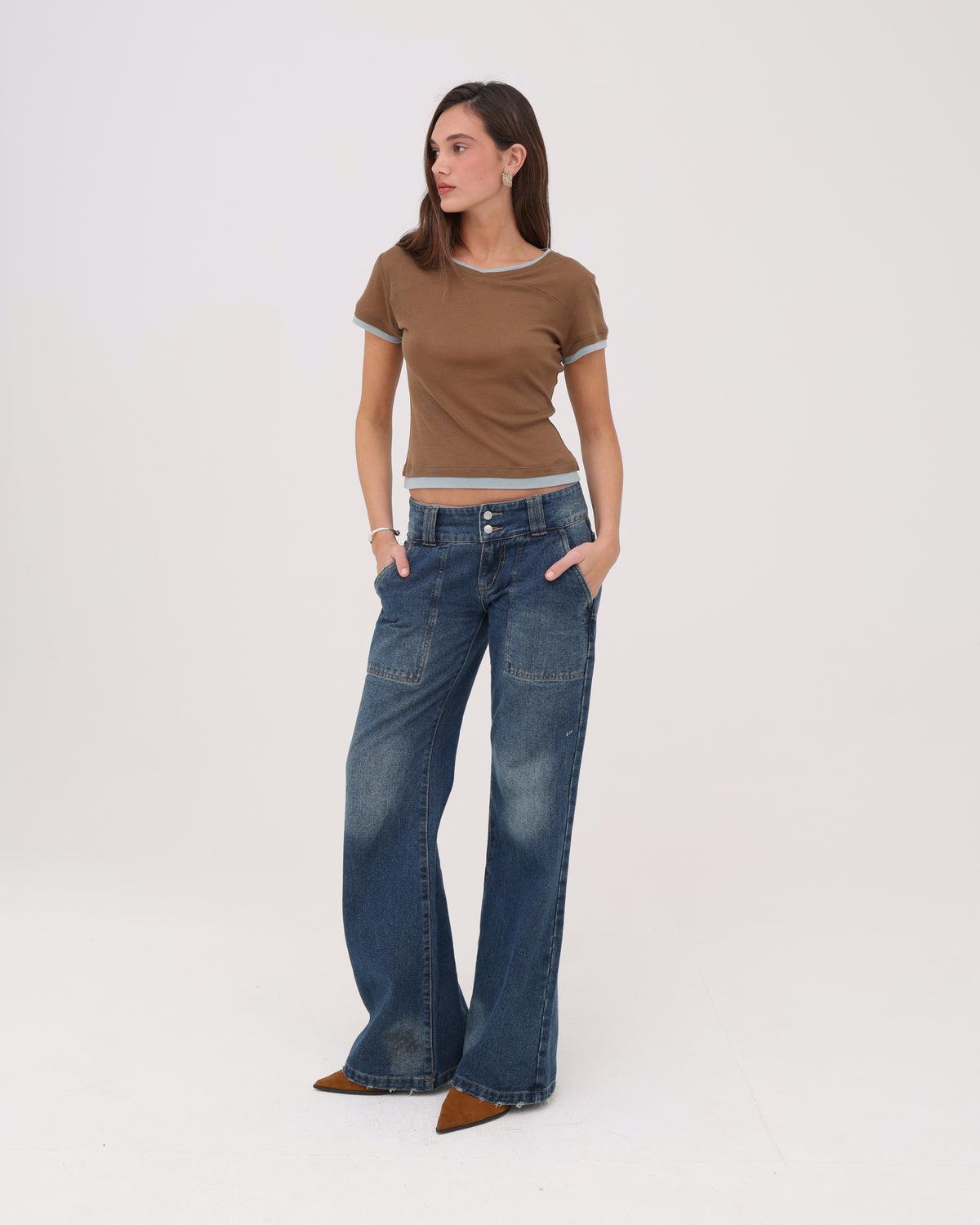 V Neck Tee - Caramel