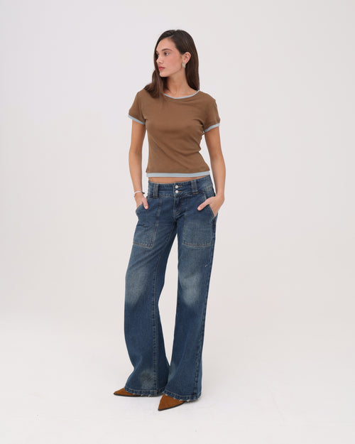 V Neck Tee - Caramel