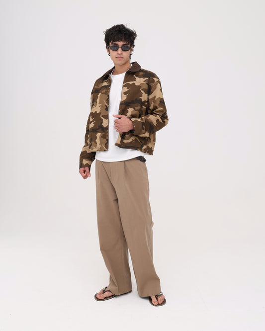 Mens Woven Jacket - Brown Camo