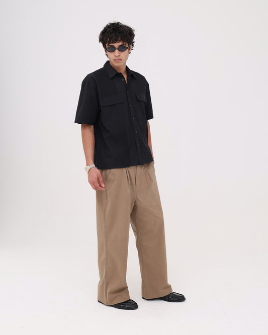 Pin Tucked Pocket Shirt - Black