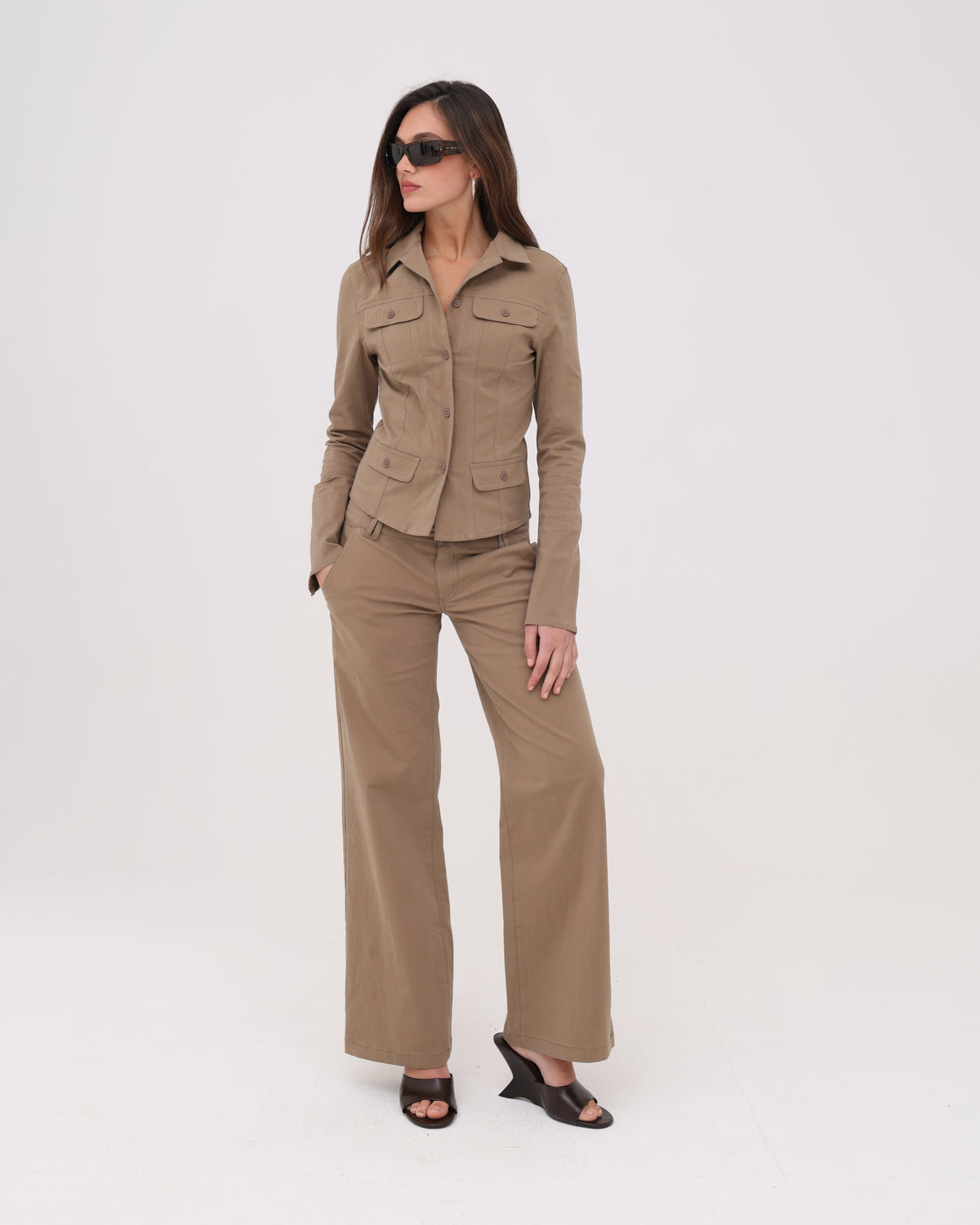 Low Rise Pocket Pant - Brown
