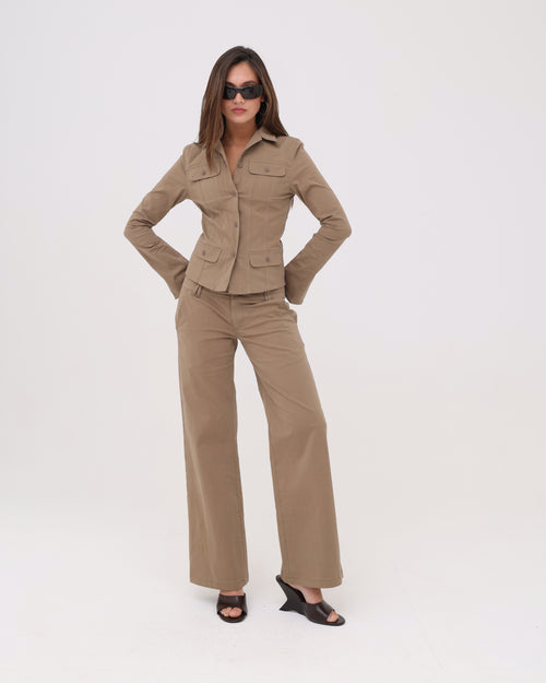 Low Rise Pocket Pant - Brown