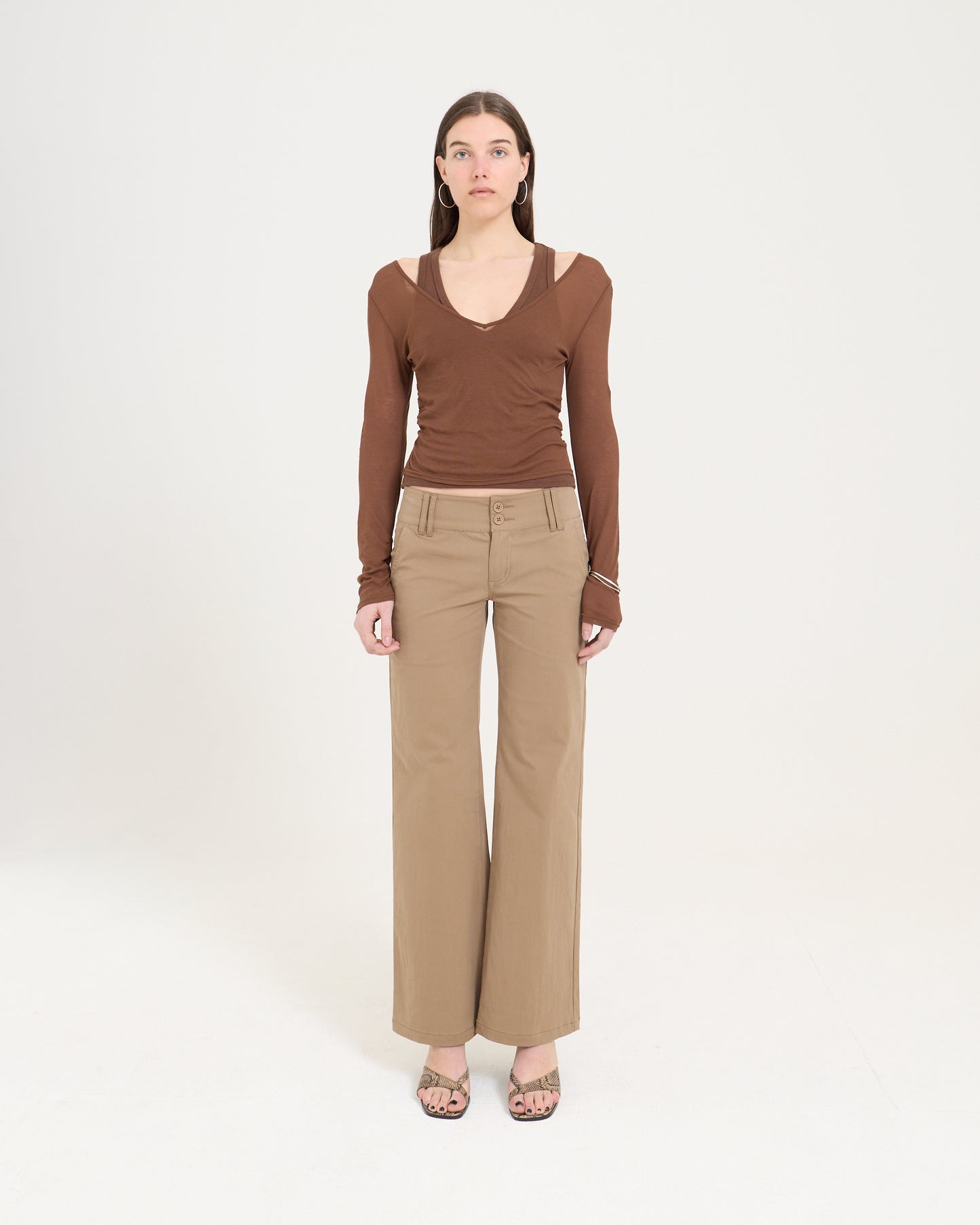 Low Rise Pocket Pant - Brown