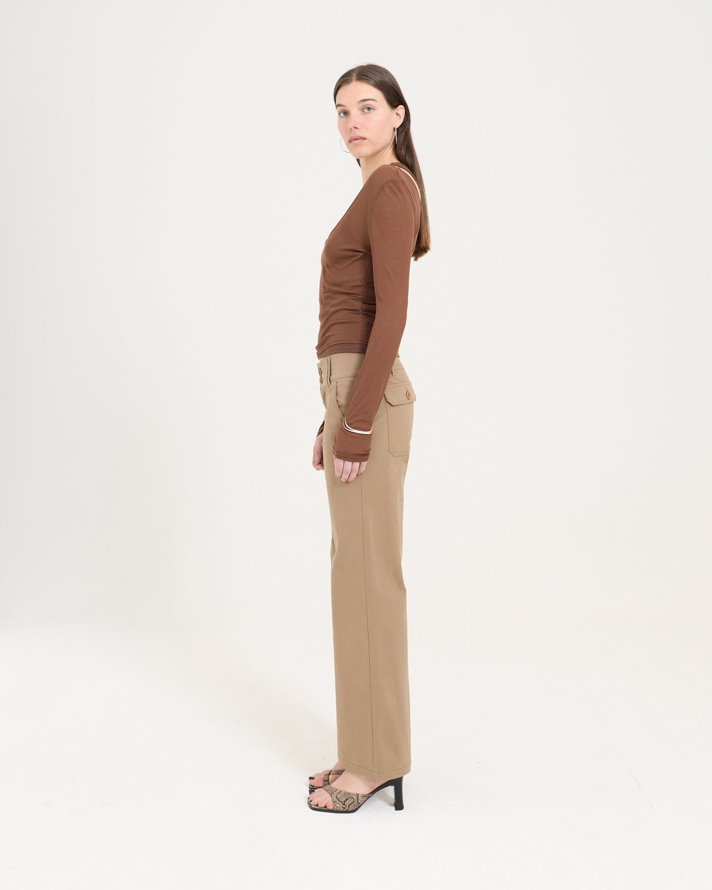 Low Rise Pocket Pant - Brown