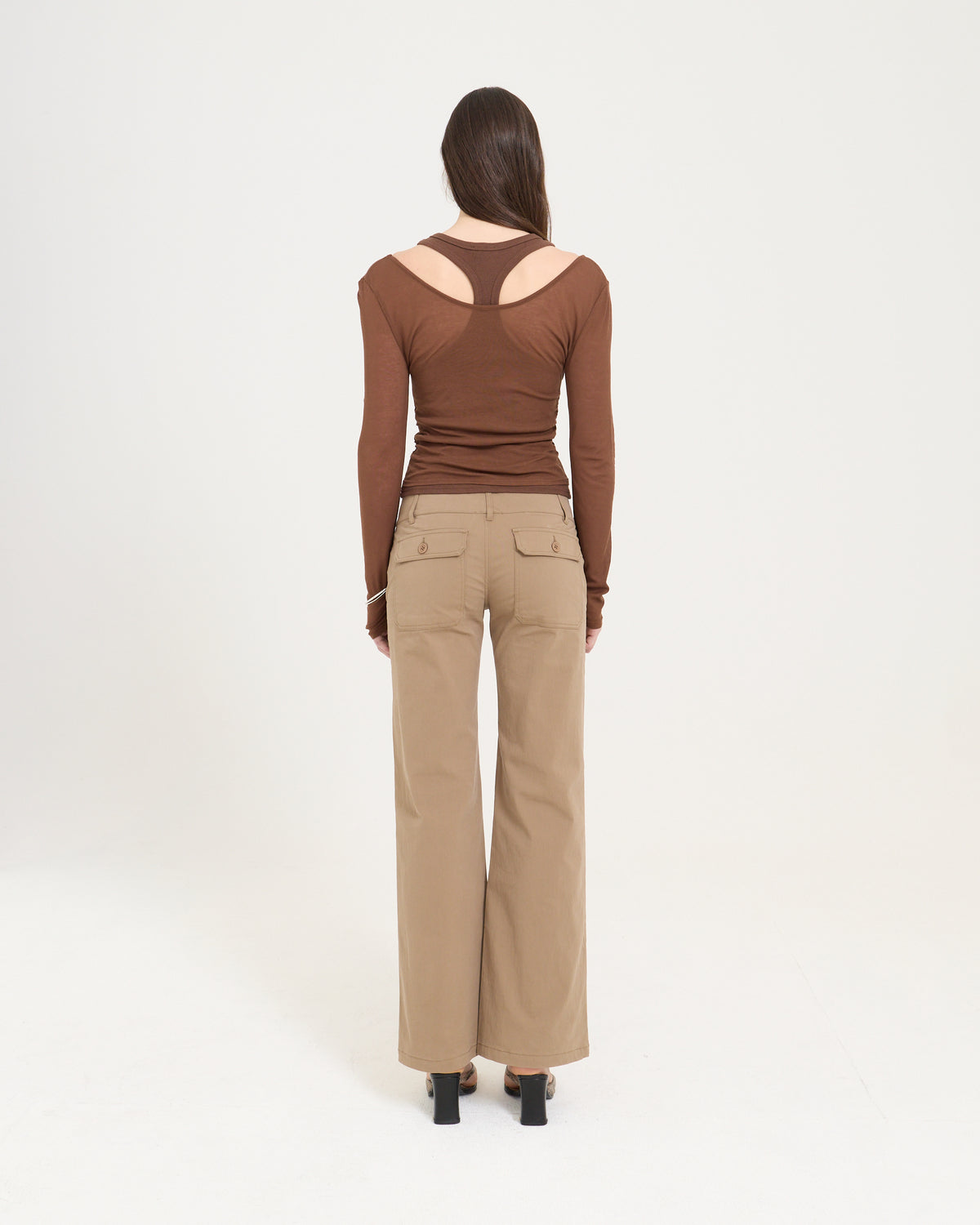 Low Rise Pocket Pant - Brown
