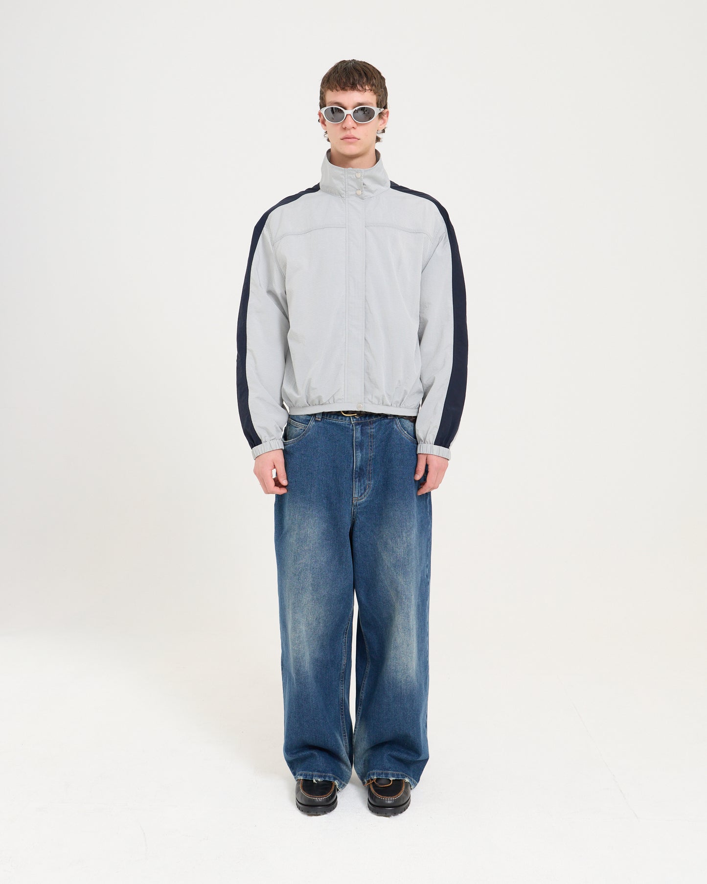 Windbreaker Jacket - Light Grey/Navy