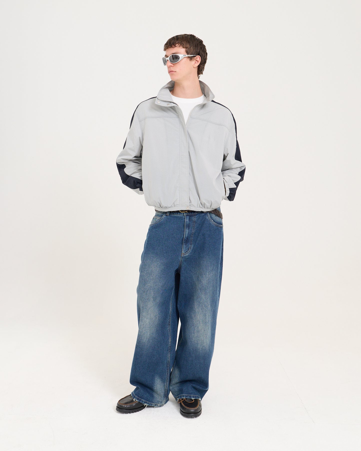 Windbreaker Jacket - Light Grey/Navy