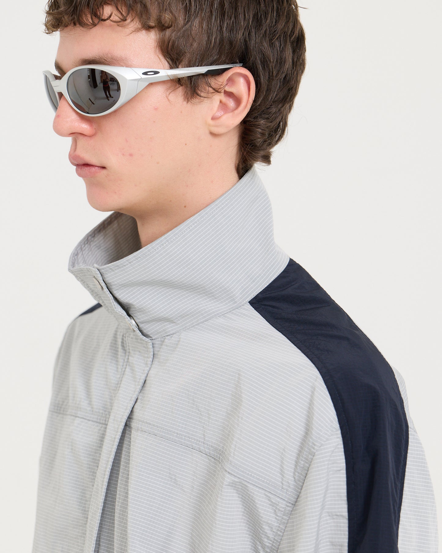 Windbreaker Jacket - Light Grey/Navy