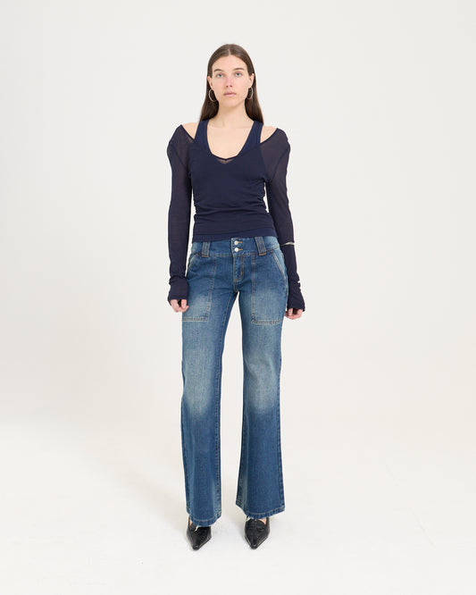 Layered Racer Tank - Navy
